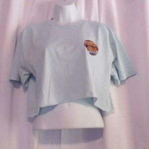 Santa Cruz Skateboard Crop-Top Half Shirt Juniors Short Sleeve Blue